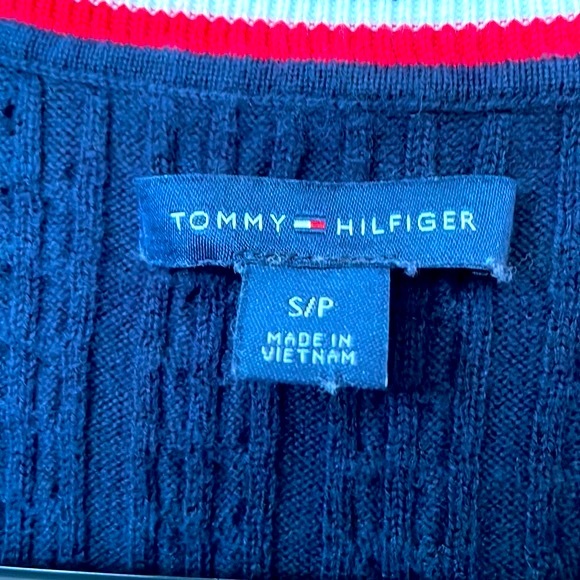 Tommy Hilfiger Women’s Cable Knit Navy Blue Scoop Neck Sweater Size SP - Picture 6 of 10